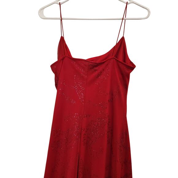 Vintage City Triangles Red Shimmer Ruched Sleeveless High Low Party Dress Large - Picture 5 of 8